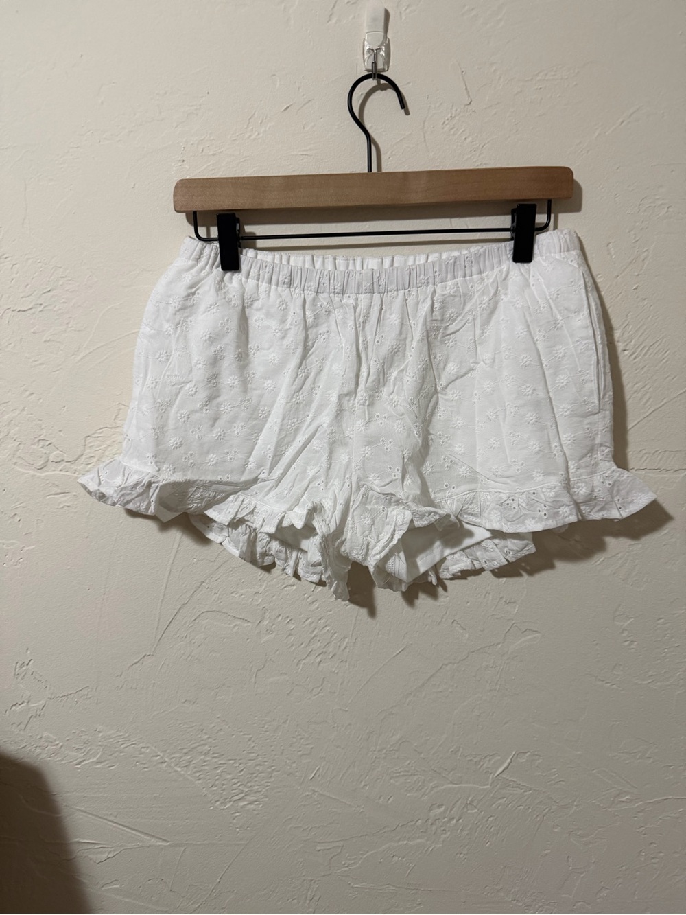 Honey Peach White Eyelet Bloomer Shorts with Ruffle Trim